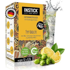 INSTICK Sugar-free Instant Drink (Radler) - 1 Pack for 12 x 0.5-1 L - Vegan Drink Powder Low Calorie & Vitamin C - Instant Powder