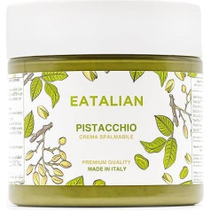 Eatalian by AMZ BETTER Pistachio Cream, Delicious Spreadable Cream with Sweet and Unique Flavour, Ideal on Bread, Perfect with Ice Cream, Excellent for Dubai Chocolate, 200 g, Made in Italy
