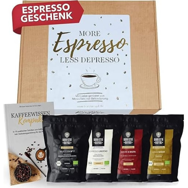 Espresso Gift (4 x 100 g) - Gift Idea for Espresso Lovers Gift - More Espresso, Less Depresso