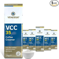 VENESSA VCC 35 Coffee Creamer Coffee Creamer 5 x 1 kg, High-Quality Coffee Creamer - Automatic Capability, High White Power, Easily Dissolvable, Pack of 5 with Aroma Protection Bag