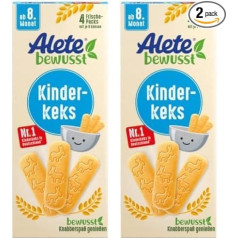 Alete bewusst Children's Biscuit, from the 8th Month, Butter Biscuit Made of Wheat for Children, Handy Packed Biscuits as a Small Snack, Perfect for on the Go & Between, 1 x 180 g (Pack of 2)