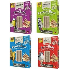 Delicia PICK-ME-UP Sample Set Energy Bloc, ActivBloc, VitaBloc, PowerBloc, Wild Bird Food Energy Food, 4 x 6 Pack