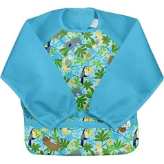 green sprouts - Snap & Go Long Sleeve Bib - Aqua Faulth Jungle - 2-4 Years