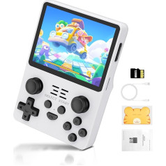 POWKDDY RGB20S Retro Handheld Game Console, 3.5 Inch IPS Screen Open Source Linux System, Pocket Gamer, 128G, White