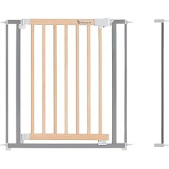 BADABULLE Safety Gate Safe & Lock Wood/Metal + 1 x Extension 7 cm - For Openings Between 81.5 and 88.5 cm