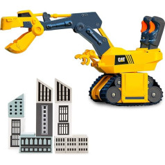 CAT® Construction Roarin Rex Cavator Excavator I With Lights and Sounds I Contains Building Blocks I 26 cm High I For Children from 3 Years, Yellow