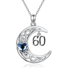 TwoAnts Birthday Necklace for Girls Daughter 925 Sterling Silver Celtic Knot Moon Pendant Necklace Birthday Jewellery Gifts for Women Girlfriend Sister