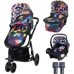 Cosatto Giggle 3-in-1 Combination Pushchair, from Birth to 18 kg, with Baby Carrycot, Sports Seat, Baby Seat and Rain Cover, Compact Foldable (Kaleidoscope)