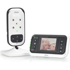 Alecto DVM75 Baby Monitor with Camera - Baby Monitor with Night Light - Indoor Baby Monitor with Alarm and 2.4 Inch Screen - White/Grey