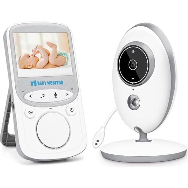 Baby Monitor Wireless Video Baby Monitor with Camera Baby Monitors with Two-Way Audio, 2.4 Inch Display, Room Temperature Monitor, Night Vision, 70 Degree Lens