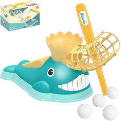 Rensinnoal Baseball-Werfer und Pitching-Maschine für Kinder, mit 4 Baseballs, Outdoor-Ballspiel, Spielzeug, Geschenke für Kinder von 3–12 Jahren, Blau