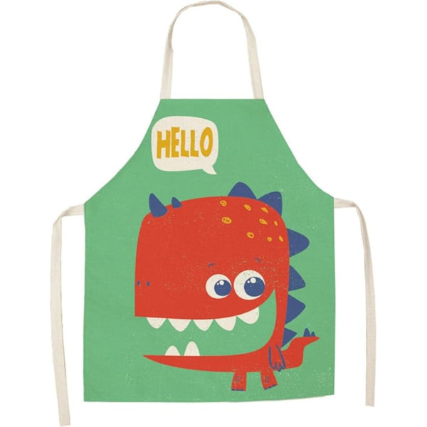 MWBLN Apron, Cartoon Dinosaur Cute Apron, Children's Kitchen Baking Parent-Child Apron, Creative Overalls Aprons Woman 68 x 55 cm