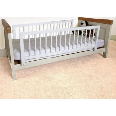 Safetots Dubbelzijdig Houten Bedhekje, Wit, 38cm Hoog x 110cm Breed, Peuterbedrek voor Veiligheid, Veilige Kind Bedhek, Vooraf Geassembleerd, Eenvoudige Installatie