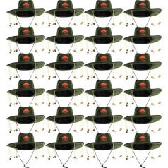 Australia Cork Hat - Pack of 24 - Green Hat with Orange Koala Badge and Hanging Cork - Australia Costume Accessory Australia Day Accessory