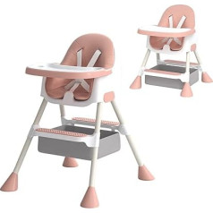 UBRAVOO Baby High Chair 6 Months Plus, 2-in-1 High Chair for Babies and Toddlers with Footrest, Removable Double Tray, Easy Clean Highchair, HA-019 (Pink)