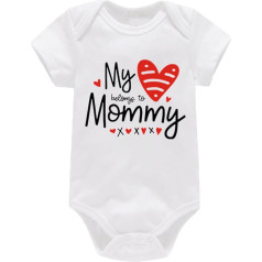 Elastic Waist Clothing Sets for Kids Kids Baby Valentine's Day Toddler Girls Boys Letter Heart Print Shorts Sleeve Jumpsuit Romper (White, 0-3 Months)