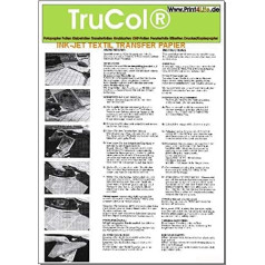 25 sheets DIN A3 White Transfer Paper Transfer paper for printing onto black, colored and white T-Shirts with inkjet printers. Special paper for printing on black, colored and white T-shirts, Caps and other cotton textiles. Print the motif (also in high R