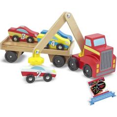 Melissa & Doug Wooden Magnetic Car Loader + FREE Scratch Art Mini-Pad Bundle [93903]