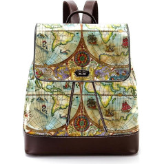 Vintage World Nautische Karte personalisierte Schultaschen Büchertaschen für Teenager, Mehrfarbig, 27x12.3x32cm, Rucksack Rucksäcke