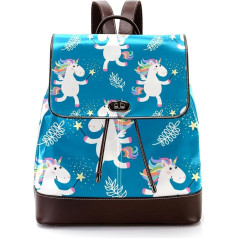 Cartoon-Einhorn-Spielsterne blau personalisierte Schultaschen Büchertaschen für Teenager, Mehrfarbig, 27x12.3x32cm, Rucksack Rucksäcke