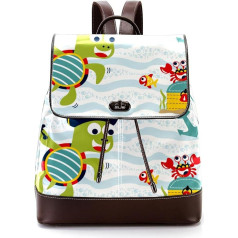 Personalisierte Schultaschen Büchertaschen für Teenager, niedliche Cartoon-Meeresschildkröte, Pirat, Mehrfarbig, 27x12.3x32cm, Rucksack Rucksäcke