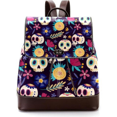 Personalisierte Schultaschen Büchertaschen für Teenager, bunter Tag der Toten, Muster 3–01, Mehrfarbig, 27x12.3x32cm, Rucksack Rucksäcke