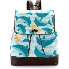 Personalisierte Schultaschen Büchertaschen für Teenager, nahtloses Muster mit Schlock von süßem Cartoon-Delphi, Mehrfarbig, 27x12.3x32cm, Rucksack Rucksäcke