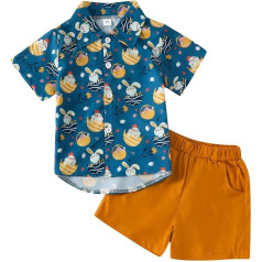 Infant Clothes Set for Formal Toddler Boys Short Sleeve Easter Cartoon Rabbit Prints T Shirt Tops Shorts Child Kids Gentleman Outfits