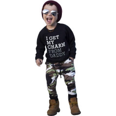 Allence Baby Clothing Kids Baby Boys Outfits Set Letter Long Sleeve Shrit T-Shirt Tops + Camouflage Trousers Autumn and Winter