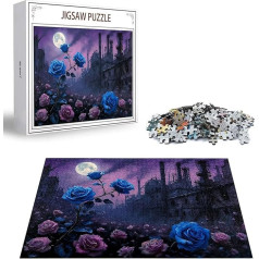 Puzzle 100 Teile Rose Puzzle Erwachsene, DIY Groß Puzzelmatten, Holzpuzzle für Erwachsene und Kinder ab 12 Jahren Wooden Jigsaw Mond Geschicklichkeitsspiel für Die Ganze Familie, Geschenke D-363