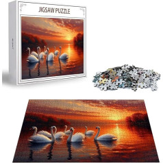 Puzzle Sonnenuntergang Puzzle 1500 Teile, Holzpuzzle Erwachsene, Mehrfarbig Holzpuzzle, Klassische Puzzles Schwan Wooden Jigsaw für Erwachsene Und Kinder 14 Jahren, Geschenke Wand Dekor 87x57cm D-346