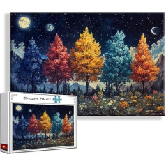 Puzzle Sonnenuntergang Vier-Jahreszeiten-Baum 4000 Teile Groß XXL 140x87 cm, Jigsaw Art Impossible Erwachsene Anspruchsvoll, Klassische Jigsaw Erwachsene, Junge, Mädchen, Geschicklichkeitsspiel Q-4
