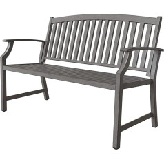 Grand patio Metal Garden Bench, Park Bench with Backrest & Armrest, Reclining Bench Retro Style for 2-3 Seater, Garden Furniture Benches for Garden, Park, Balcony (Grey)