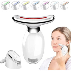 Electric Face Massager, Face Beauty Device with 7 Colours, 45°C V Face Against Wrinkles, Beauty Meter, Neck Facial Firming Device, EMS Face Care Device, Anti-Wrinkle for Skin Tightening & Lifting