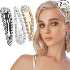 Rhinestone Hair Clips Metal Hair Clips Glitter French Hair Clips Duck Bill Hairpin Decorative Party Hair Accessories for Women and Girls (Black+Silver+