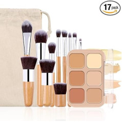 6 Colours Concealer Concealer Camouflage Palette with 11 Pieces Cosmetic Brushes, Cosmetics Cream Contours Kit Professional Makeup Conceal Palette for Covering, Highlighting, Contouring