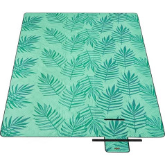 SONGMICS Picnic Blanket, 300 x 200 cm, Large, Camping Blanket, for Park, Garden, Beach, Waterproof, Machine Washable, Foldable, Pink with Tropical Fern, GCM083C02