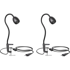 ledscom.de KLUK Swan Neck Clamp Light, Switch, Matte Black, 1x GU10 Max. 60 W, Pack of 2