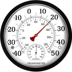 Indoor Outdoor Thermometer - 25.4 cm Room Thermometer Indoor Outdoor Thermometer Hygrometer, Thermometer with Humidity Meter Wall Thermometer for Homes, Greenhouses, Gardens
