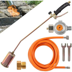 Fepro Gas Burner Flame Device with 4.5 m Hose, 4 Bar Pressure Regulator and Accessories, 58 kW - Ideal for Weed Killing, Lighters, Bitumen Sheets Welding and Much More
