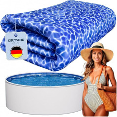 poolomio® Pool Inner Film Blue Marble for Round Pools 360 x 110 cm 0.35 mm Thickness Inner Cover Pool Made of High-Quality PVC Replacement Film with 10 cm Overlap