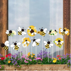 EYxsaxenk Bee Garden Stake Decor - 12 Pieces Yellow Working Bee Art Stakes Flower Picks Garden Yard Metal Decorative Stake Sign Spring Summer Outdoor Backyard Pathway Lawn