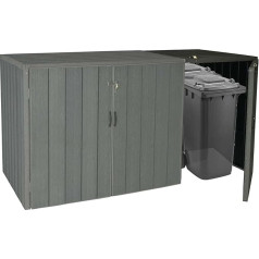 Mendler XL WPC Wheelie Bin Cover Extension HWC-J28, Premium Wheelie Bin Box, Metal Wood Look, Grey