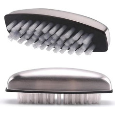 Pack of 2 Stainless Steel Nail Brush, Stainless Steel Cleaning Brush, Stainless Steel Hand Wash Brushes, Multifunctional Fingernail Brush, for Removing Odours such as Garlic Onions Meat