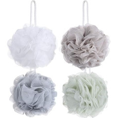 Tbestmax Net Pouf Bath Sponge for Body Scrub 4 Pack