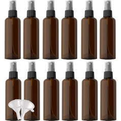 Pack of 24 100 ml Empty Brown Plastic Spray Bottle with Black Spray Head, Portable Spray Bottle Travel Small Atomiser Mist Perfume Atomiser Spray Bottle for Water Cosmetics