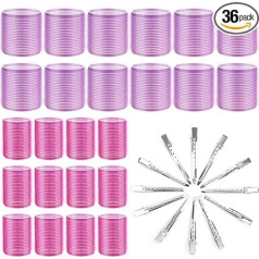 Cludoo Hair Rollers, 36 Pieces, Jumbo Hair Roller Sets with Stainless Steel Duckbill Clip, 2 Sizes, Self Gripping Curlers for Long, Medium, Short, Thick, Fine and Thin Hair, Volume
