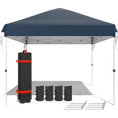 Pop Up Pavillon 3m x 3m Garten Schwerlast Pavillon mit Rolltasche Wasserdicht Camping Pavillon Winddicht und UV-Schutz Pavillon Navy Blau