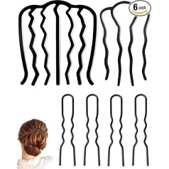 Haarkamm, Seitenkämme für Damen, Vintage-Frisur, Haar-Accessoires, Schwarz, 6 Stück