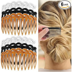 6 Pieces French Hair Combs for Women Hair Comb Accessories Set Plastic Decorative Comb Hair Clips 3 Colors Bridal Wedding Veil Teeth Hair Combs for Women Fine Hair